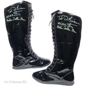Ted DiBiase Signed Pair Wrestling Boots