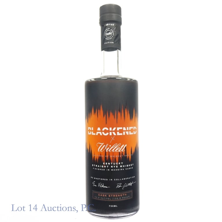 Blackened x Willett Cask Strength Rye: Blackened x Willet Kentucky straight rye whiskey, finished in Madeira casks. 750ml, 109.6 proof.