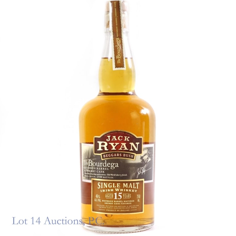 Jack Ryan Beggars Bush Single Malt 15yr: Jack Ryan Beggars Bush The Bourdega single malt Irish whiskey, aged 15 years. 750ml, 46% ABV. Small batch, 2500 bottles.