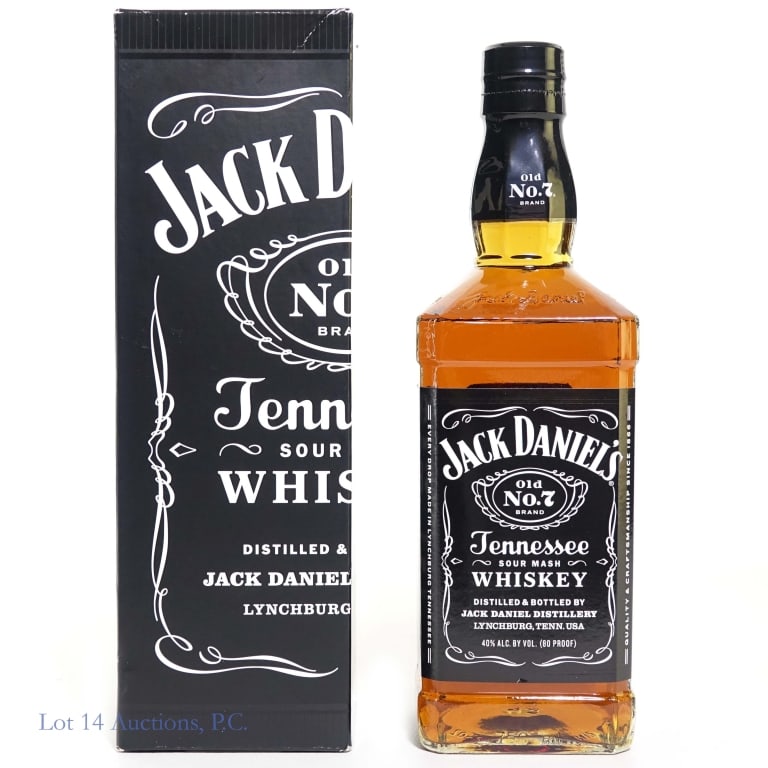 Jack Daniel's Old No. 7 Tenn Whiskey: One bottle of Jack Daniel's Old No. 7 Brand Tennessee Whiskey. 750 ml, 80 Proof. Box included and slightly damaged.