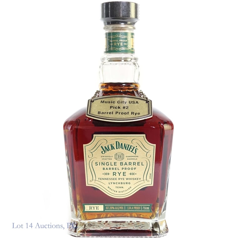 Jack Daniel's SB Barrel Proof Whiskey Pick (2024): Jack Daniel's Single Barrel Barrel Proof Tennessee Whiskey (2024), 134.4 Proof, 750ml. Music City USA Pick #2 metal neck tag included.
