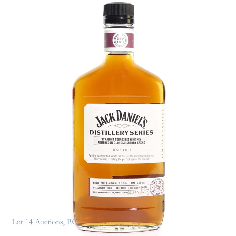 Jack Daniel's Dis. Series Oloroso Sherry Whiskey: Jack Daniel's Distillery Series Oloroso Sherry Whiskey, 90 Proof, 375 ml, finished in oloroso sherry casks, Selection #12, Released: December 2023.