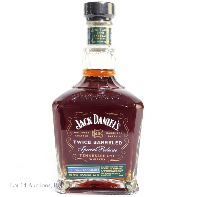 Jack Daniel's Twice Barreled Special Release Rye: Jack Daniel's Twice Barreled Special Release Tennessee Rye (2023), 100 Proof, 700 ml, 1st Barrel Entry: 03-13-15, 2nd Barrel Entry: 11-18-20, Bottled: 07-12-23.