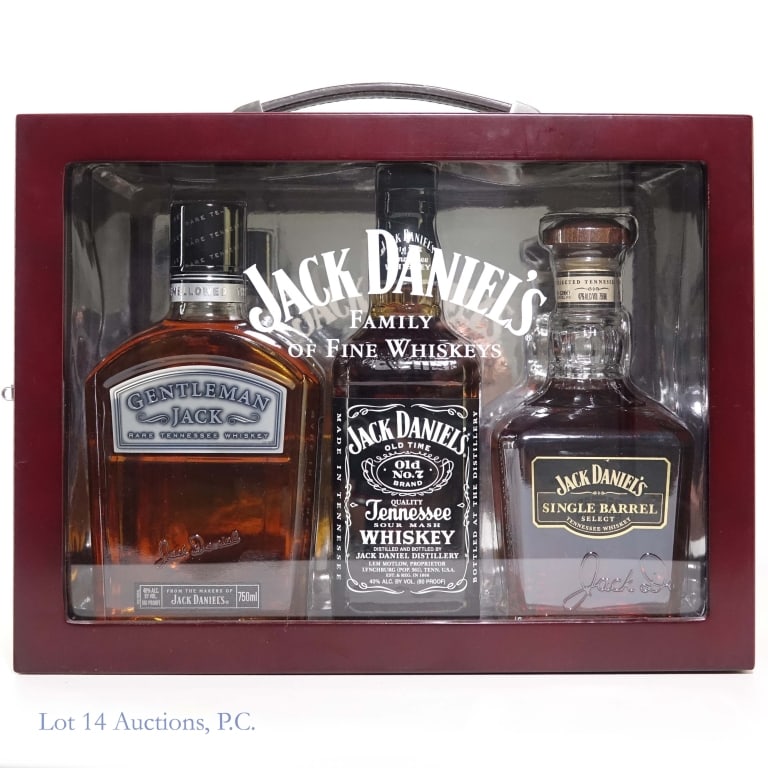 Jack Daniel's 2009 Family of Fine Whiskeys Set (3): Gift set includes 3 individual bottles of Jack Daniel's Whiskey. The first is a Gentleman Jack Rare Tennessee Whiskey, 80 Proof, 750 ml. The second is a Jack Daniel's Tennessee Whiskey, 80 Proof, 750