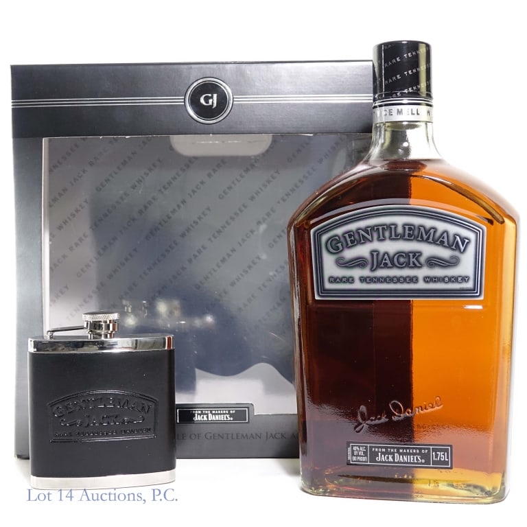 Gentleman Jack Rare Tenn. Whiskey Gift Set (1.75L): Gentleman Jack Rare Tennessee Whiskey Gift Set, 80 Proof, 1.75 Liters. Gift set includes Gentleman Jack flask. Box included to house set.