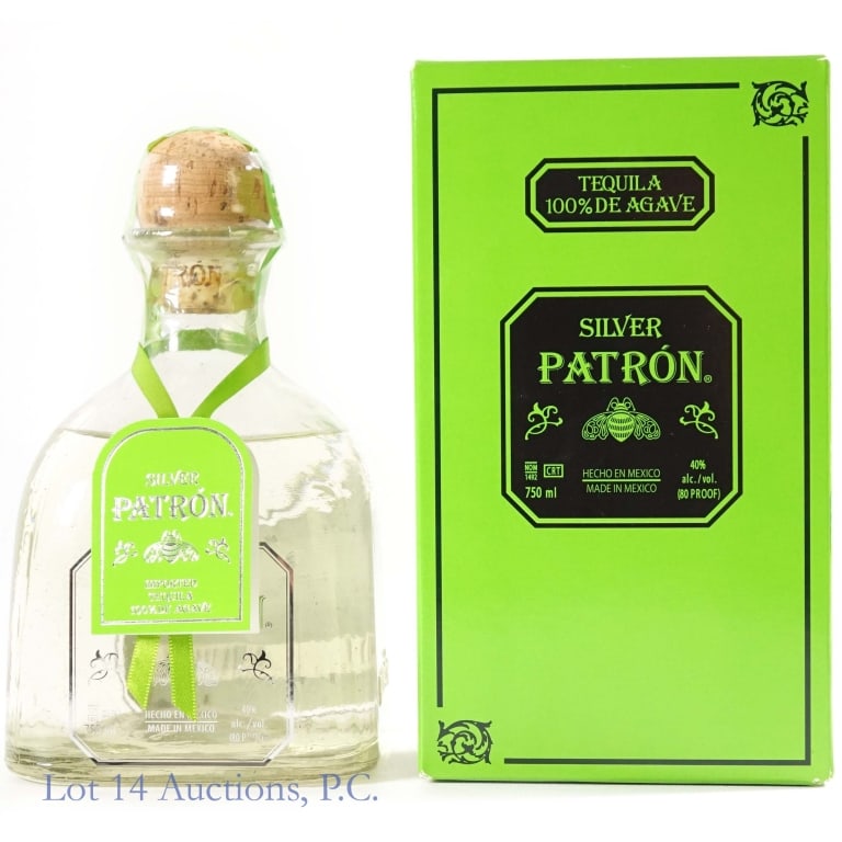 Patron Silver Tequila: Patron Silver tequila, 750ml, 80 proof. In original box.