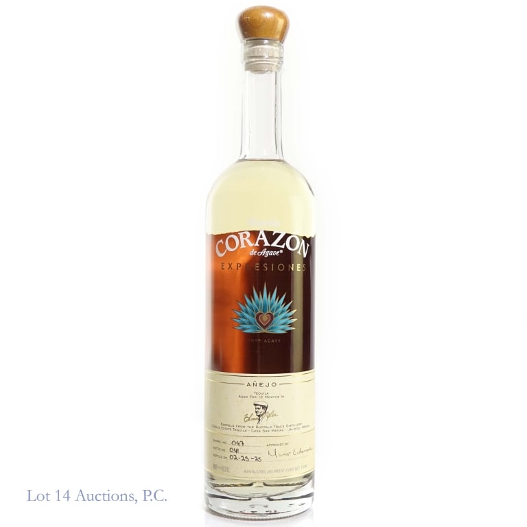 Corazon Elmer T. Lee Barrel Anejo Tequila: Corazon Elmer T. Lee Barrel 1 Year aged Anejo Tequila, 80 Proof, 750 ml. Barrel No. 47, Bottle No. 41, Bottled: 02 - 25 - 25