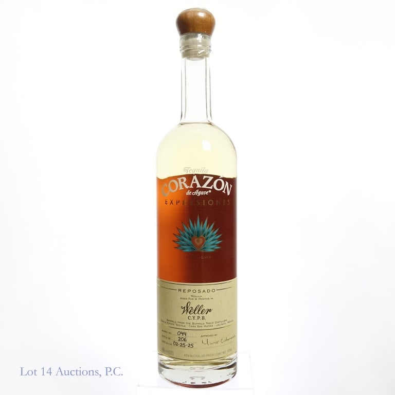 Corazon Weller C.Y.P.B. Barrel Reposado Tequila: Corazon Weller C.Y.P.B. Barrel Reposado Tequila. Rested for 9 months in Weller C.Y.P.B. Barrels. Barrel No. 44, Bottle No. 206. Bottled: 2 - 25 - 25. 80 Proof, 750 ml.