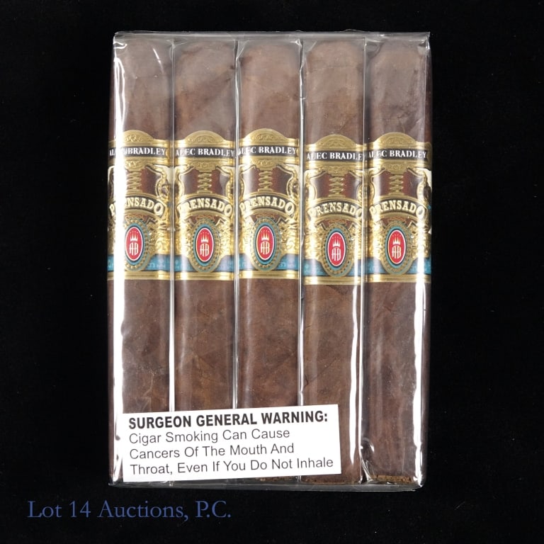 Alec Bradley Prensado Robusto Cigars (5 Pack): Alec Bradley Prensado Robusto Cigars (5 Pack). Alec Bradley Prensado Robusto Cigars 5" x 50, Pack of 5, Wrapper: Honduran, Origin: Honduras. Consignor stored these cigars since original purchase in a
