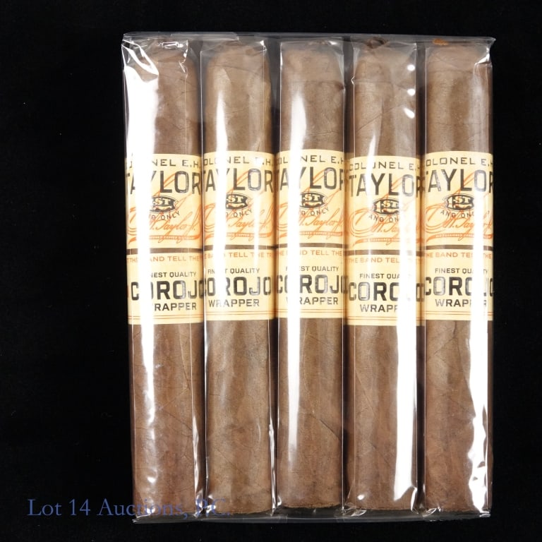 E.H. Taylor Corojo Wrapper Robusto Cigar (5 Pack): E.H. Taylor Corojo Wrapper Robusto Cigar (5 Pack). Colonel E.H. Taylor Corojo Wrapper Robusto Cigars, 5" x 50, Pack of 5. Origin: Dominican Republic. Consigner stored these cigars since original purch