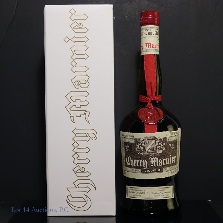 Cherry Marnier "Triple Cerise" Liqueur: Cherry Marnier "Triple Cerise" Liqueur, Bottled in Paris, France, 750 ml, 48 Proof. With box. See photos for additional details.