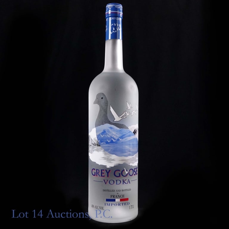 Grey Goose Vodka 1.75L: 1.75L bottle of Grey Goose brand vodka, 40% ABV.