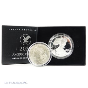 1921 & 2021 USA Silver Dollar Coins (2)