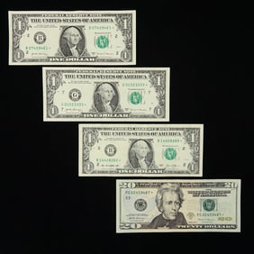 USA $20 & $1 Federal Reserve "Star" Notes (4)