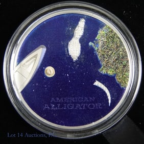 2022 Palau 99%-Silver 1 Ozt $5 Alligator in OGP
