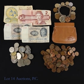 USA & World Coins, Currencies, Bracelet & Purse