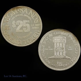 99% Silver 1.5 Ozt. $25 Casino Gaming Tokens -2