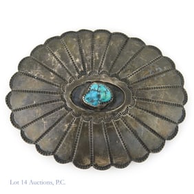 Sterling Silver and Turquoise Belt Buckle