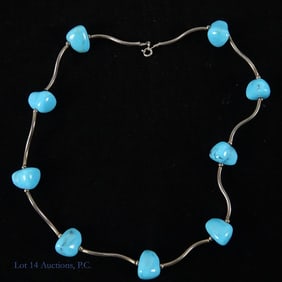 Turquoise Sterling Silver Necklace.