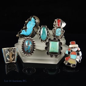 Zuni & More Turquoise and Silver Rings (7)