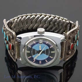 Sterling Silver Turquoise Coral Bracelet Timex