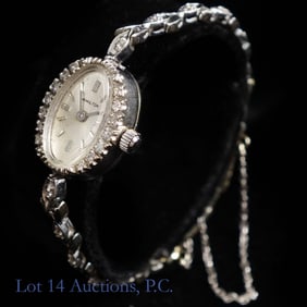 14k W. Gold Hamilton Ladies' Swiss Watch, Diamonds