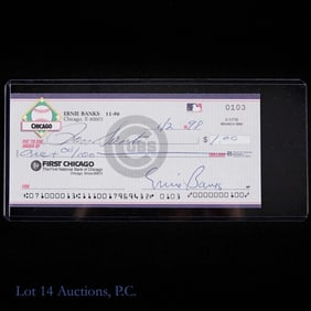 Ernie Banks Signed Check To Ron Santo