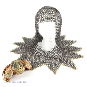 Ornamental Samurai Helmet & Chainmail Hood
