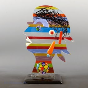Murano Italy Art Glass Face Profile