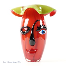 Murano Fazzoletto Badioli Face Vase, Italy