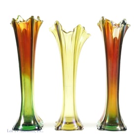 Set of 3 Carnival Glass Vases