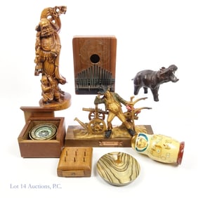 Wood Sculptures, Kalimba, Vase, Nesting Dolls, Etc. (8)