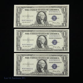 1935-E USA $1 Silver Cert. - Blue Seal GEM CU (3)