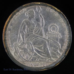 1888 Peru 90%-Silver 1 Sol Coin