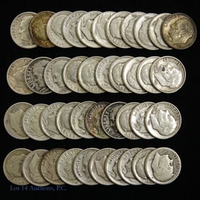 1940s -1950s USA 90%-Silver Roosevelt Dimes (41)