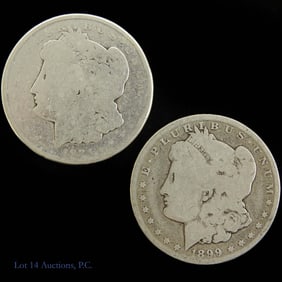 1899-O & 1921 USA 90%-Silver Morgan Dollars (2)