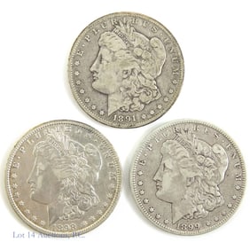 1891o, 1898o & 1899o Silver Morgan Dollars (3)