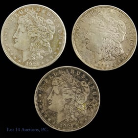 1921 P, D, S Silver Morgan Dollars (3)