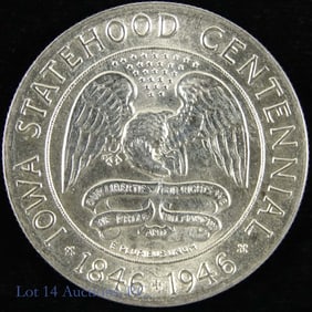 1946 USA Silver Iowa Centennial Com 50c