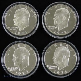 1971s - 1974s USA 40%-Silver Proof Ike $1s (4)