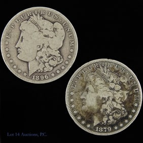 1879-S & 1896-S USA Silver Morgan Dollar (2)