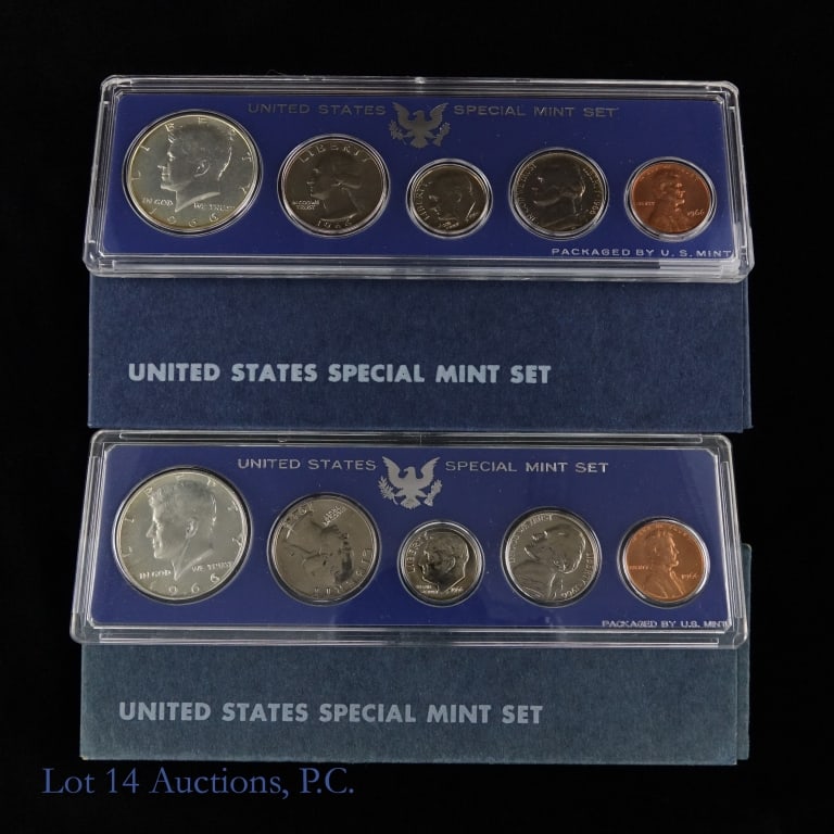 1966 (S) USA Silver Special Mint Sets (2): Two (2) United States 1966 (S) 40%-silver 5-coin special mint sets (San Francisco Mint) in OGP. Per consigner, both sets feature proof like coins and were struck in years when no proof sets were made.
