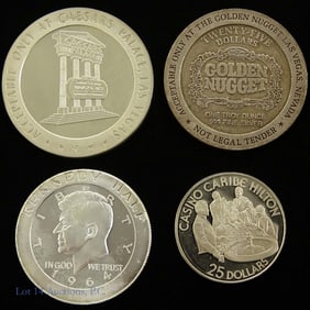 925 / 999 Silver Casino Gaming Tokens & Rounds (4)