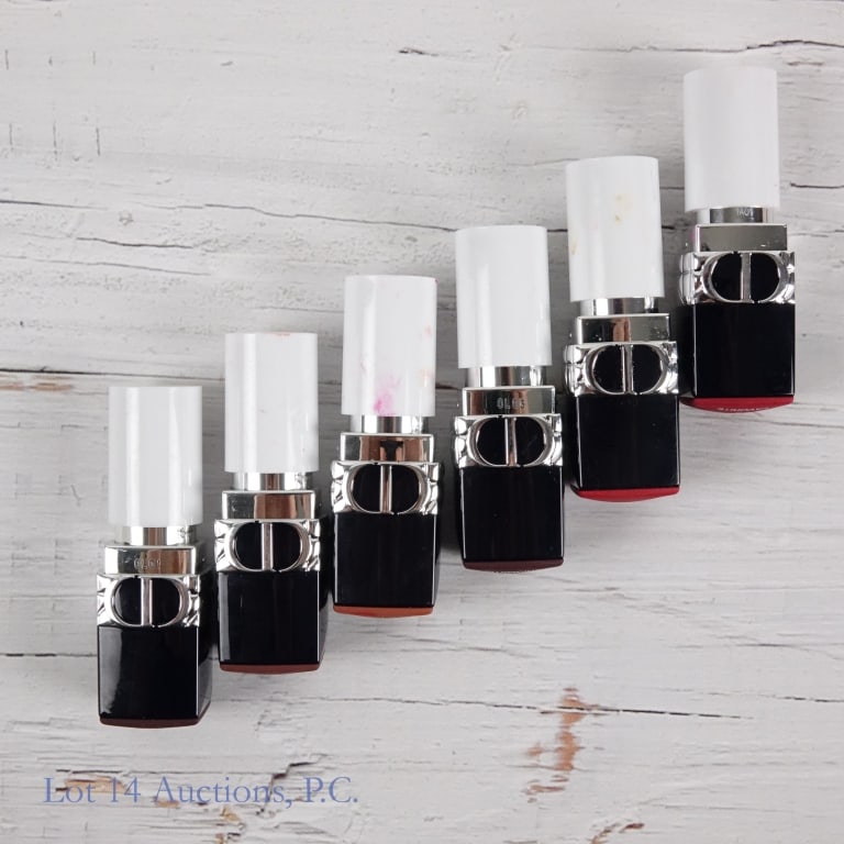 Dior Rouge Velvet Lipstick Various Shades (6): Six tubes of Dior Rouge Lipstick with the Velvet finish in the following shades: 886, 886, 710, 200, 760, 999. These are brand new and unopened tester containers. Some appear slightly damaged from tra
