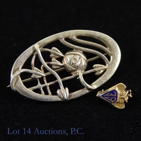 Two Pins: One 10k Gold, One Sterling Silver