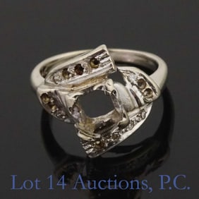 14k W Gold Ring Setting (Most Gem Stones Removed)