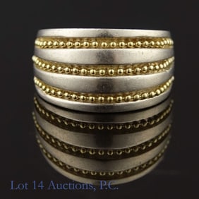 18k Y Gold & Sterling Silver Ring, Sz. 7