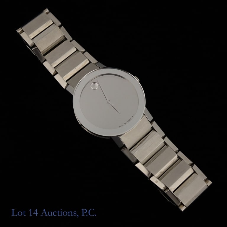 Movado Sapphire Crystal Stainless Steel Watch: Movado Sapphire Crystal Stainless Steel Watch. Model 84 G1 4896. Sapphire crystal. With original box, but missing the outer layer. Seems to be a few small scratches on the band. The box also has some