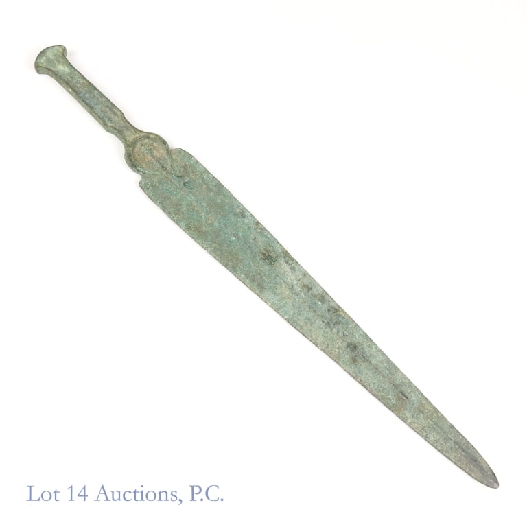 Dagger, Ancient Greece (1600-800 BCE): Dagger from Greece (circa 1600 - 800 BCE). Overall length approximately 16.25" Blade approximately 12". Weight: .54 pounds (245 grams). From the estate of a Lake Forest, IL surgeon.
