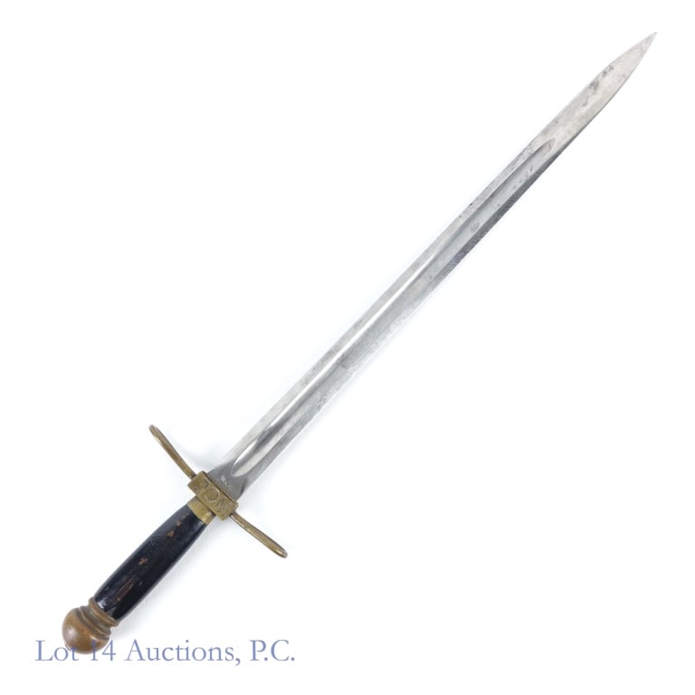 1892 World Columbian Exposition Guard's Sword: Sword issued to a member of the "World Columbian Guard" (WCG) - a corps of 1500 men hired to protect visitors to the World Columbian Exposition - the 1892-1893 Chicago World's Fair. Handle is wood and